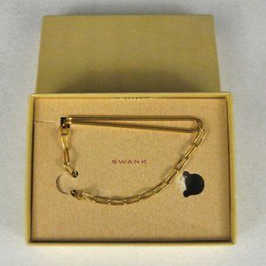 Swank Mens Tie Clip Cravat Goldtone Box Double Bar Vintage Circa 1933